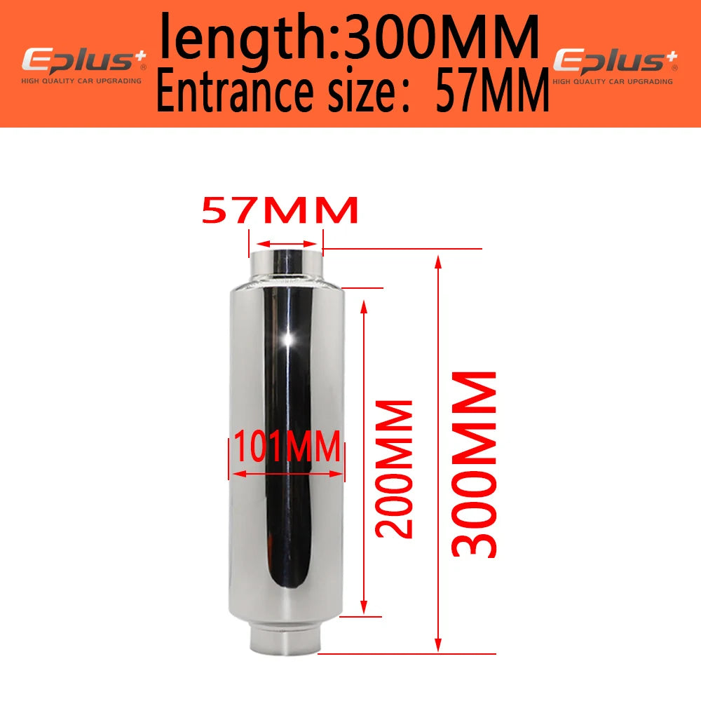 EPLUS Car Exhaust Systems Muffler Middle Pipe Universal Silver High Quality Stainless Steel Size O.D 51MM 57MM 63MM 70MM 76MM