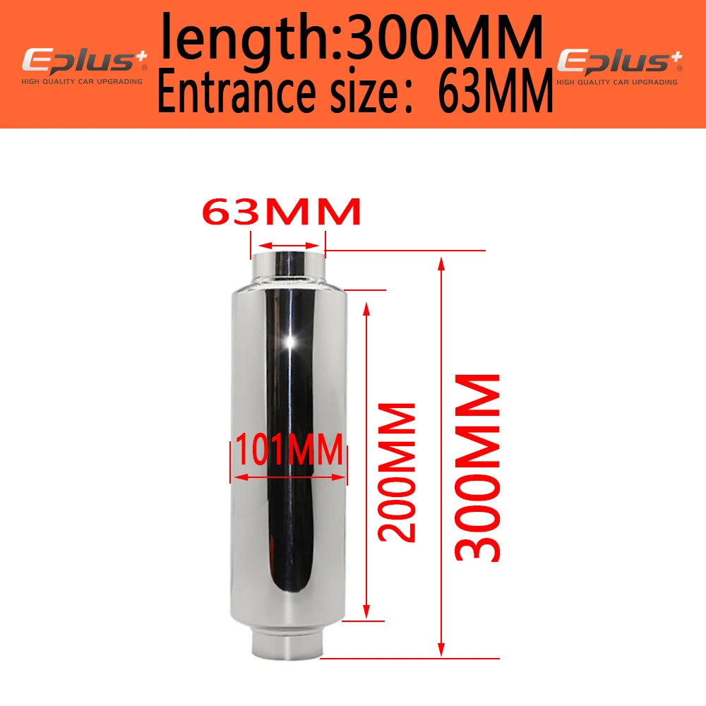 EPLUS Car Exhaust Systems Muffler Middle Pipe Universal Silver High Quality Stainless Steel Size O.D 51MM 57MM 63MM 70MM 76MM