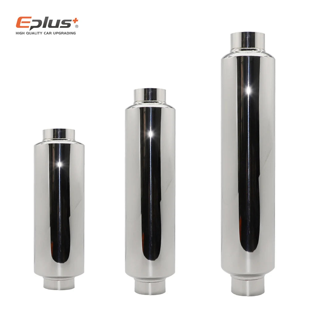EPLUS Car Exhaust Systems Muffler Middle Pipe Universal Silver High Quality Stainless Steel Size O.D 51MM 57MM 63MM 70MM 76MM