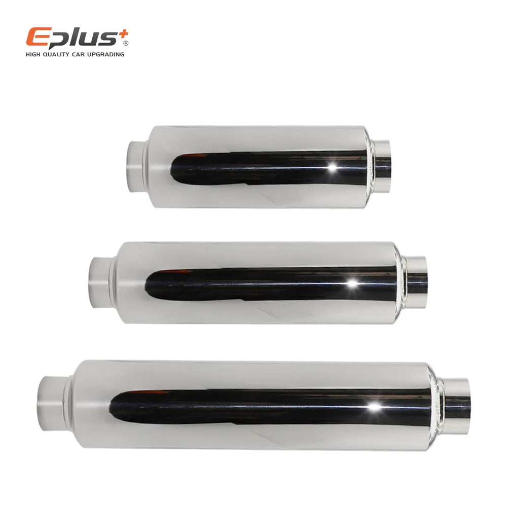 EPLUS Car Exhaust Systems Muffler Middle Pipe Universal Silver High Quality Stainless Steel Size O.D 51MM 57MM 63MM 70MM 76MM