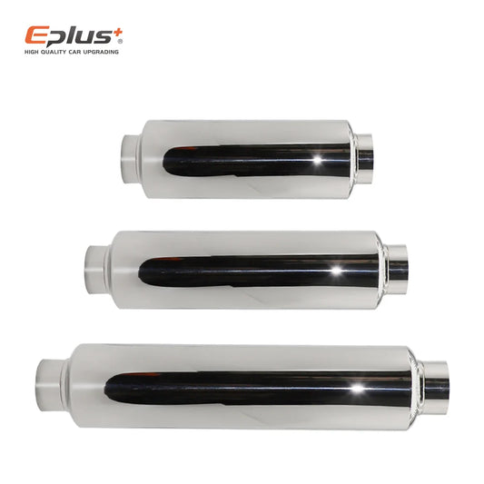 EPLUS Car Exhaust Systems Muffler Middle Pipe Universal Silver High Quality Stainless Steel Size O.D 51MM 57MM 63MM 70MM 76MM