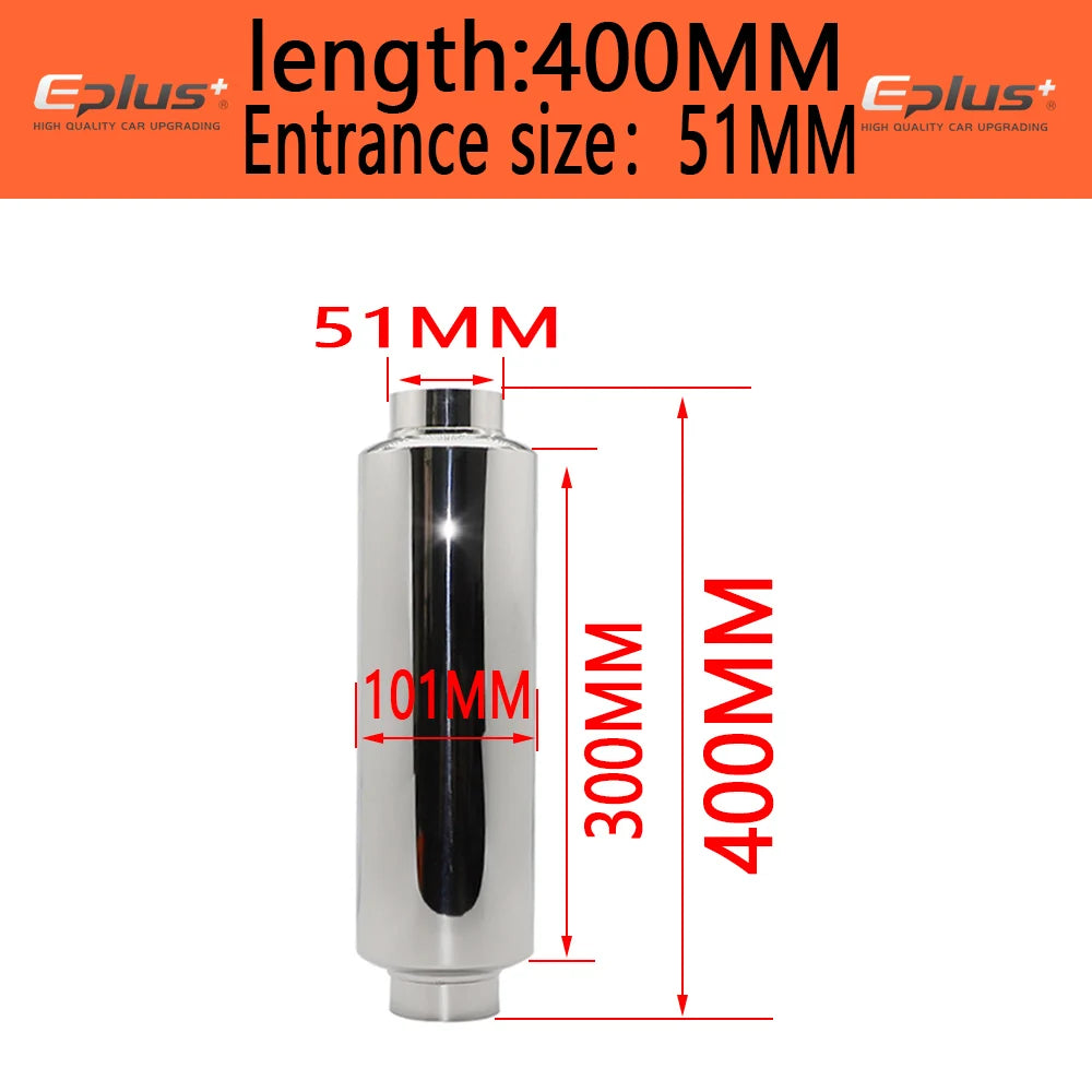 EPLUS Car Exhaust Systems Muffler Middle Pipe Universal Silver High Quality Stainless Steel Size O.D 51MM 57MM 63MM 70MM 76MM