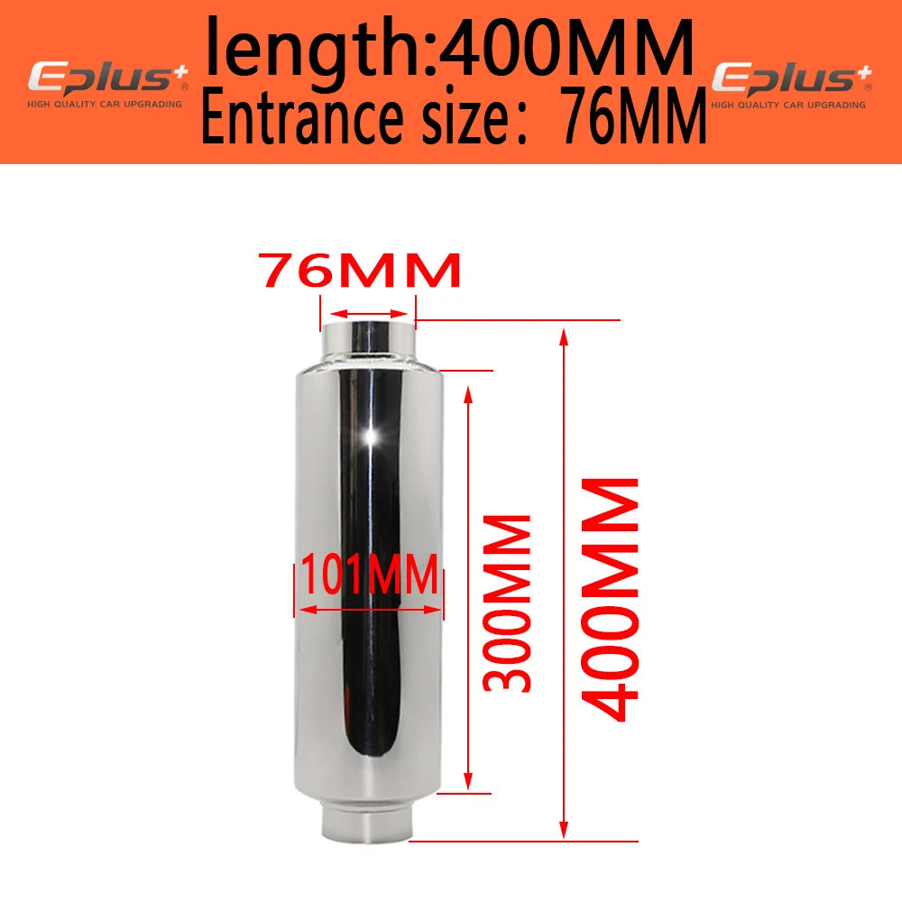 EPLUS Car Exhaust Systems Muffler Middle Pipe Universal Silver High Quality Stainless Steel Size O.D 51MM 57MM 63MM 70MM 76MM