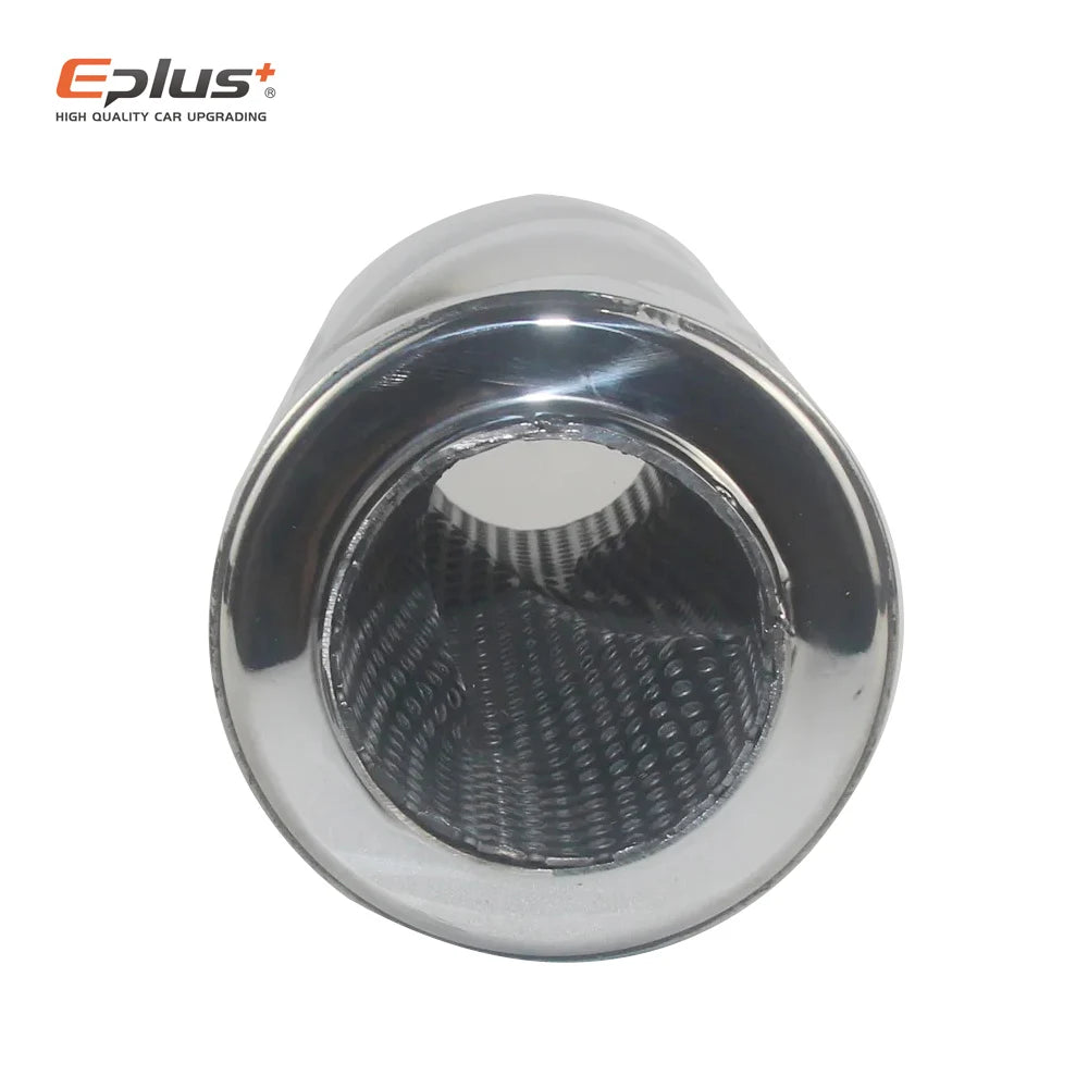 EPLUS Car Exhaust Systems Muffler Middle Pipe Universal Silver High Quality Stainless Steel Size O.D 51MM 57MM 63MM 70MM 76MM